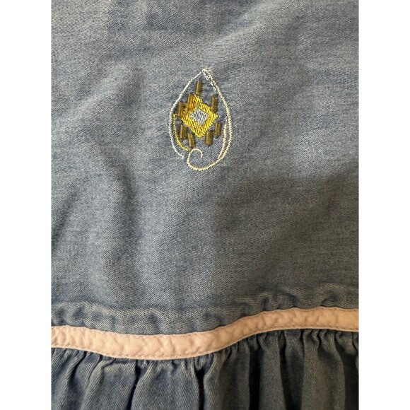 Go Softly Patio Denim Dress Embroidered Feather Peacock Western Retro Cowgirl L - Picture 5 of 6
